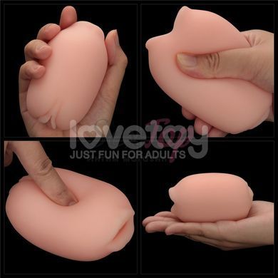 Двухсторонний мастурбатор в колбе Ротик и Вагина телесного цвета Lovetoy &mdash;  фото товара 7
