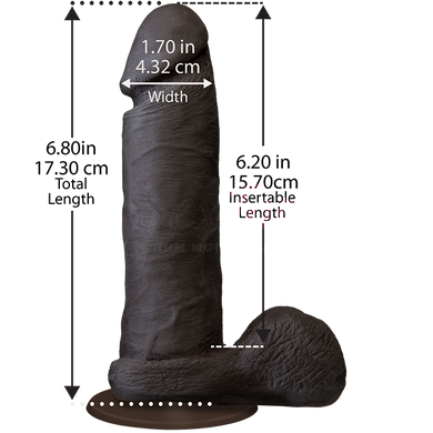 Фаллоимитатор Doc Johnson The Realistic Cock 6 inch Black - ULTRASKYN, Vac-U-Lock, диаметр 4,3см &mdash;  фото товара 2
