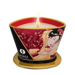 Массажная свеча Shunga Massage Candle - Sparkling Strawberry Wine (170 мл) с афродизиаками SO2513 фото