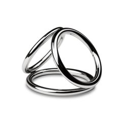 Потрійне ерекційне кільце Sinner Gear Unbendable - Triad Chamber Metal Cock and Ball Ring - Medium Сріблястий 1