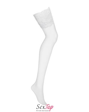 Панчохи під пояс із широким мереживом Obsessive 810-STO-2 stockings S/M, білі SO7167 фото