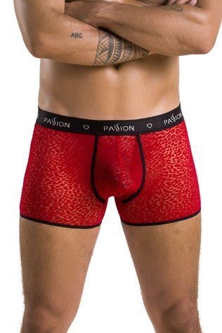 Мужские прозрачные боксеры Passion 046 Short Parker L/XL Red, сетка, под леопард &mdash;  фото товара 1