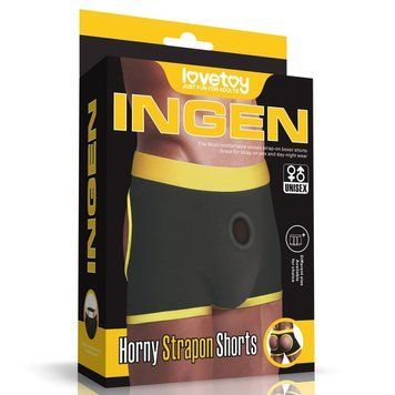 Шорты борсера для страпона с пуш ап эффектом для ягодиц Lovetoy Horny Strapon талия 33 - 37 дюймов, Черный - 1