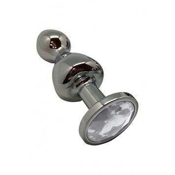 Металева анальна пробка Wooomy Lollypop Double Ball Metal Plug L, діаметр 3,5 см, довжина 10,5 см,  - 1