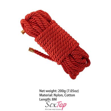 Мотузка для шибарі LOCKINK SEVANDA Shibari Pratice Rope Red, 8 метрів - SX0879