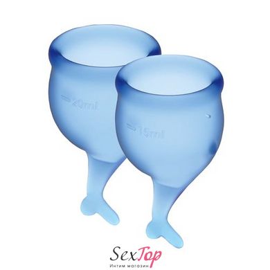 Набір менструальних чаш Satisfyer Feel Secure (dark blue), 15мл і 20мл, мішечок для зберігання SO3588 фото