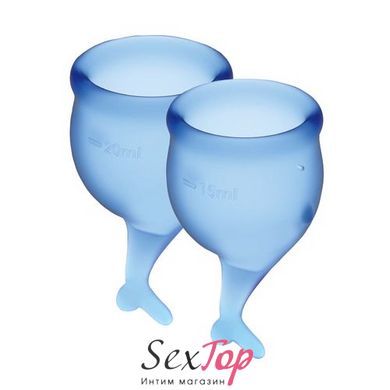 Набір менструальних чаш Satisfyer Feel Secure (dark blue), 15мл і 20мл, мішечок для зберігання SO3588 фото