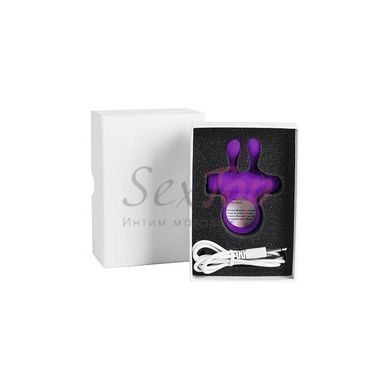 Ерекційне віброкільце S Pleasures Premium Rabbit Ring фіолетове, зі знімною віброкулею та вушками - фото товару 3