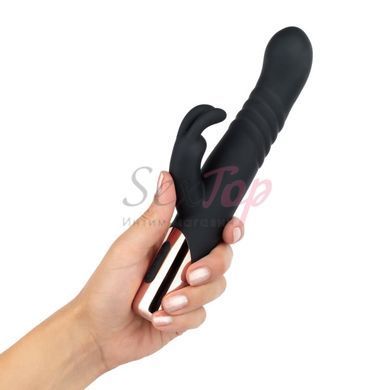 Вібратор-кролик Rosy Gold - Rabbit Vibrator with thrusting function - Black - фото товару 5