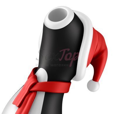 Вакуумный вибратор пингвин Satisfyer Penguin Holiday Edition, в шапочке и шарфе,  - 5