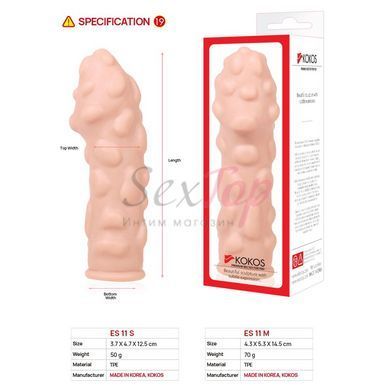 Насадка на член Kokos Extreme Sleeve ES.11 розмір M, потовщувальна, стимулюючий рельєф - фото товару 5