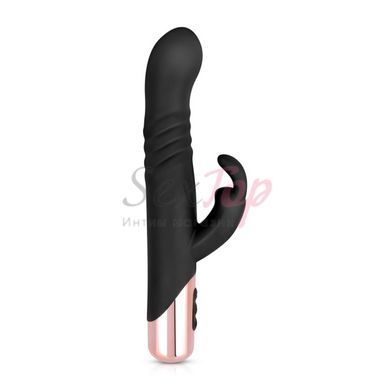 Вібратор-кролик Rosy Gold - Rabbit Vibrator with thrusting function - Black - фото товару 2