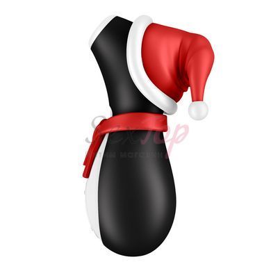 Вакуумный вибратор пингвин Satisfyer Penguin Holiday Edition, в шапочке и шарфе,  - 3