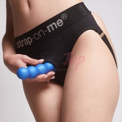 Насадка для страпона Strap-On-Me Dildo Plug Balls Blue Metallic L - фото товару 5