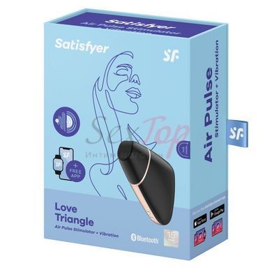 Вакуумний кліторальний стимулятор Satisfyer Love Triangle Black з керуванням через інтернет - фото товару 7