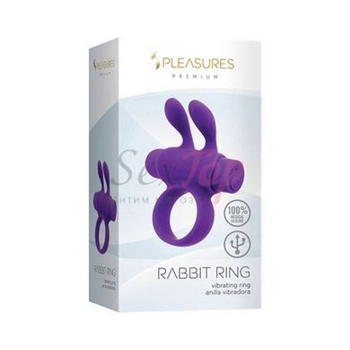 Ерекційне віброкільце S Pleasures Premium Rabbit Ring фіолетове, зі знімною віброкулею та вушками - фото товару 2