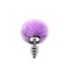 Металева анальна пробка Кролячий хвостик Alive Fluffy Twist Plug S Purple, діаметр 2,9 см SO6306 фото 1