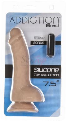 Изогнутый фаллоимитатор на присоске ADDICTION &mdash; BRAD 7,5&Prime; Dildo With Balls, Beige &mdash;  фото товара 6