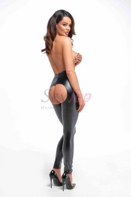 Лeггинсы Noir Handmade F304 Taboo wetlook leggings with open crotch and bum - S &mdash;  фото товара 2