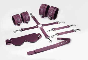 Набор Feral Feelings BDSM Kit 5 Burgundy, наручники, поножи, крестовина, маска, паддл,  - 1