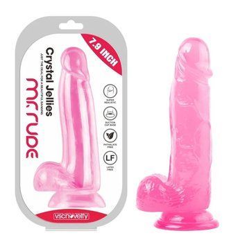Фалоімітатор на присосці реалістичний Crystal Jellies Realistic Dildo Mr. Rude 7.9 рожевий - фото товару 1