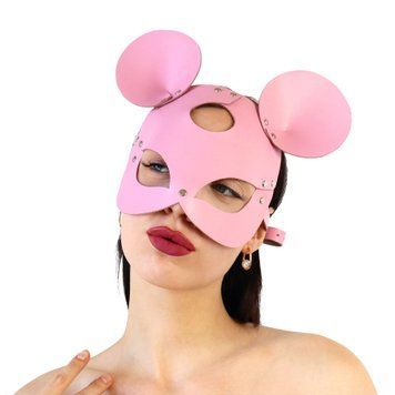 Шкіряна маска мишки Art of Sex - Mouse Mask, колір Рожевий,  - 1