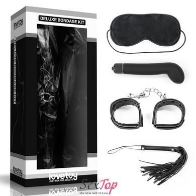 Набор для сексуальных бдсм игр Deluxe Bondage Kit (маска, вибратор, наручники, плеть) IXI40362 фото