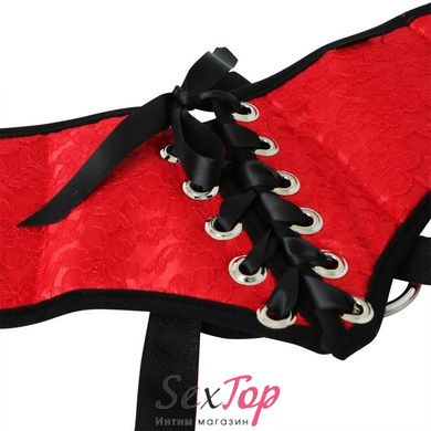 Трусы для страпона Sportsheets - SizePlus Red Lace Satin Corsette, с корсетной утяжкой, ульракомфорт SO2177 фото