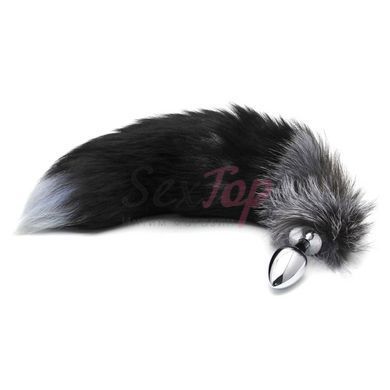 Металлическая анальная пробка Лисий хвост Alive Black And White Fox Tail M, диаметр 3,4 см &mdash;  фото товара 2