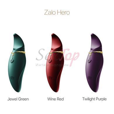 Вибратор 2в1 с язычком Zalo &mdash; Hero Wine Red, кристалл Swarovski &mdash;  фото товара 9