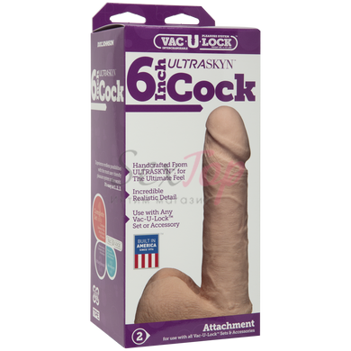 Фаллоимитатор Doc Johnson Vac-U-Lock - 6 Inch ULTRASKYN Cock White, диаметр 4,3см &mdash;  фото товара 2