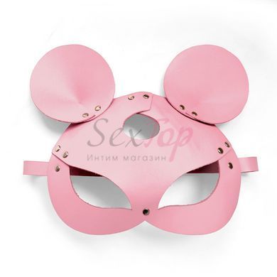 Кожаная маска зайки Art of Sex - Mouse Mask, цвет Розовый &mdash;  фото товара 3
