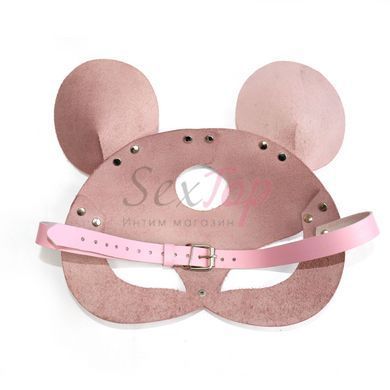Кожаная маска зайки Art of Sex - Mouse Mask, цвет Розовый &mdash;  фото товара 4
