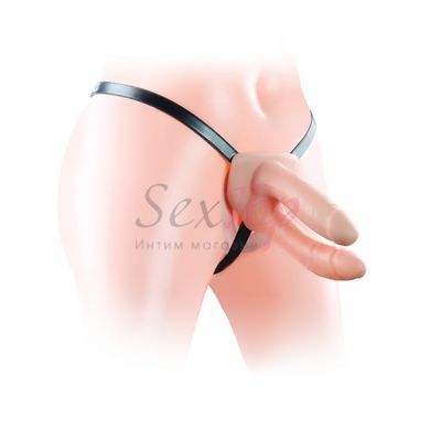 Старпон с двойным проникновением релистичный Lovetoy Unisex Hollow телесный &mdash;  фото товара 4