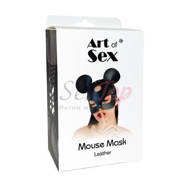 Кожаная маска зайки Art of Sex - Mouse Mask, цвет Розовый &mdash;  фото товара 5