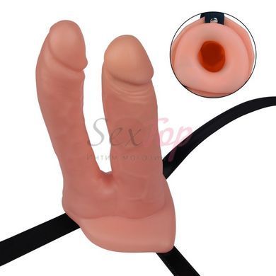 Старпон с двойным проникновением релистичный Lovetoy Unisex Hollow телесный &mdash;  фото товара 3
