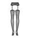 Панчохи-стокінги з рослинним малюнком Obsessive Garter stockings S206 black S/M/L чорні, імітація га SO7265 фото 6