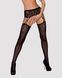 Чулки-стокинги с растительным рисунком Obsessive Garter stockings S206 black S/M/L черные, имитация SO7265 фото 1