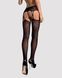 Панчохи-стокінги з рослинним малюнком Obsessive Garter stockings S206 black S/M/L чорні, імітація га SO7265 фото 2