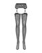 Панчохи-стокінги з рослинним малюнком Obsessive Garter stockings S206 black S/M/L чорні, імітація га SO7265 фото 5