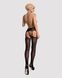 Панчохи-стокінги з рослинним малюнком Obsessive Garter stockings S206 black S/M/L чорні, імітація га SO7265 фото 4