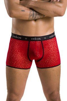 Мужские прозрачные боксеры Passion 046 Short Parker S/M Red, сетка, под леопард,  - 1