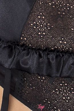 (SALE) Корсет з пажами CAROLYN CORSET black 6XL / 7XL - Passion: шнурівка, трусики PS1061 фото