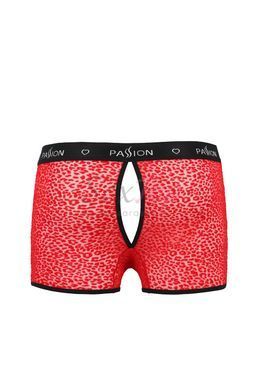 Чоловічі прозорі боксери Passion 046 SHORT PARKER S/M Red, сітка, під леопард - фото товару 4