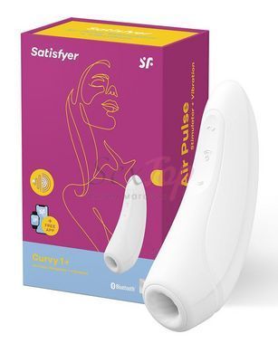 Вакуумний кліторальний стимулятор Satisfyer Curvy 1+ White з керуванням через інтернет - фото товару 7