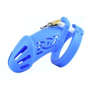 Пояс верности для мужчин Silicone Chastity Cage Blue Standart - IXI62509