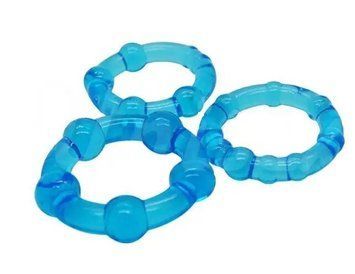 Набір ерекційних кілець Beaded Cock Rings-Blue - фото товару 1