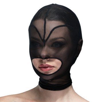Маска серце сітка з відкритим ротом Feral Feelings - Hearts Mask Black/Black,  - 1