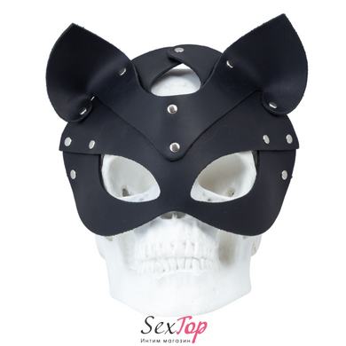 Преміум маска кішечки LOVECRAFT, натуральна шкіра, чорна, подарункова упаковка SO3311 фото