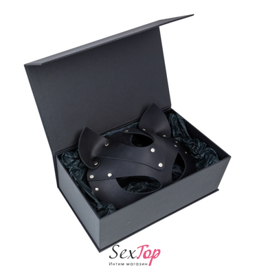 Преміум маска кішечки LOVECRAFT, натуральна шкіра, чорна, подарункова упаковка SO3311 фото